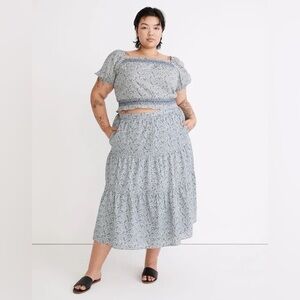 NWOT Madewell | Plus Button-Front Tiered Maxi Skirt in Florentine Floral Size 3X